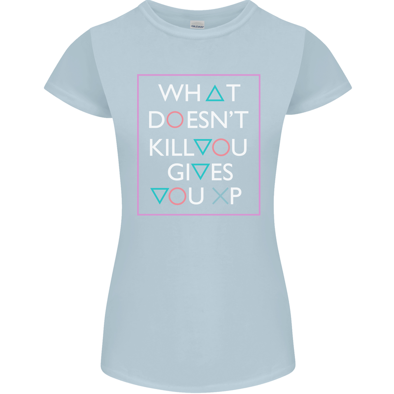 XP Gamer Gaming Arcade Games RPG Womens Petite Cut T-Shirt Light Blue