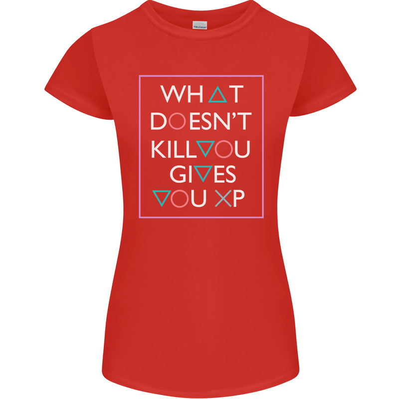 XP Gamer Gaming Arcade Games RPG Womens Petite Cut T-Shirt Red