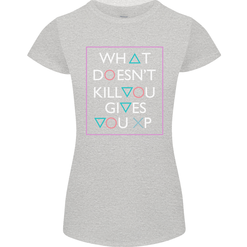 XP Gamer Gaming Arcade Games RPG Womens Petite Cut T-Shirt Sports Grey