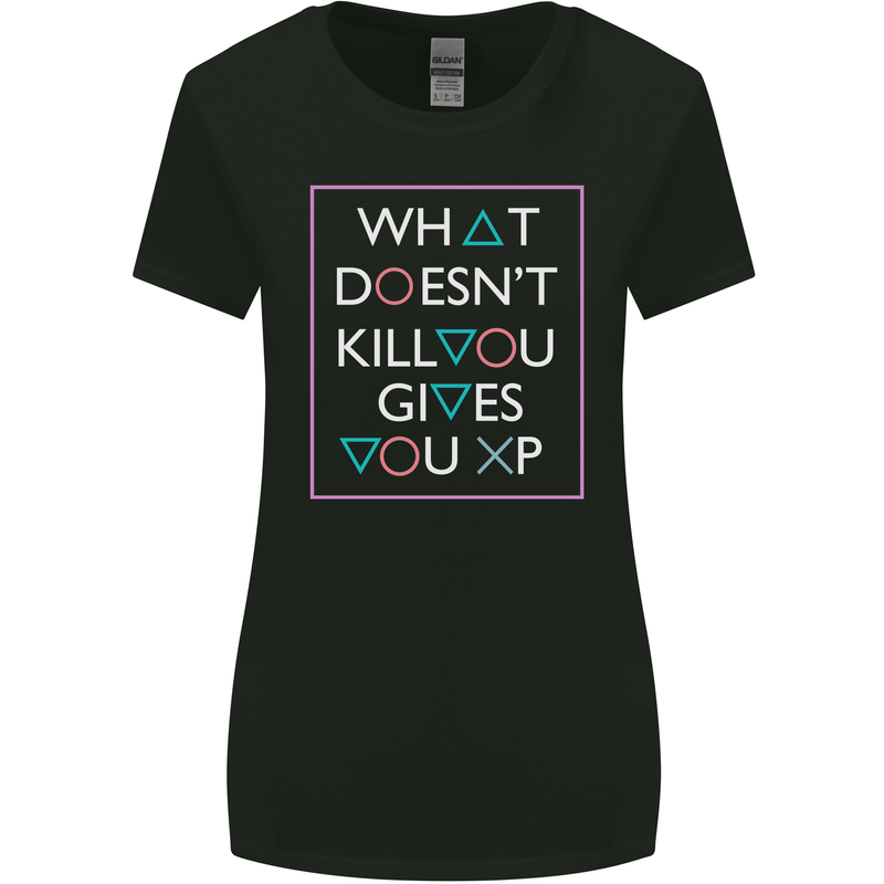 XP Gamer Gaming Arcade Games RPG Womens Wider Cut T-Shirt Black