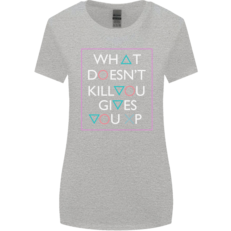 XP Gamer Gaming Arcade Games RPG Womens Wider Cut T-Shirt Sports Grey