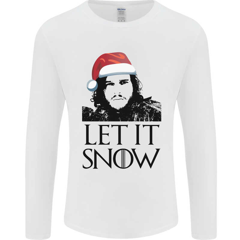 Xmas Let it Snow Funny Christmas Mens Long Sleeve T-Shirt White