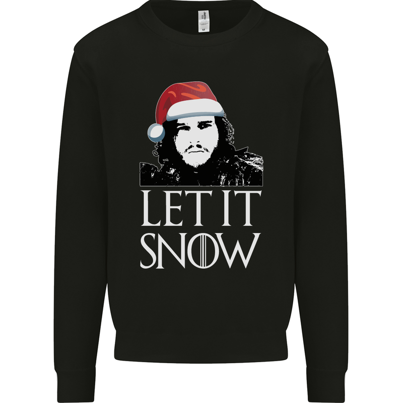 Xmas Let it Snow Funny Christmas Mens Sweatshirt Jumper Black
