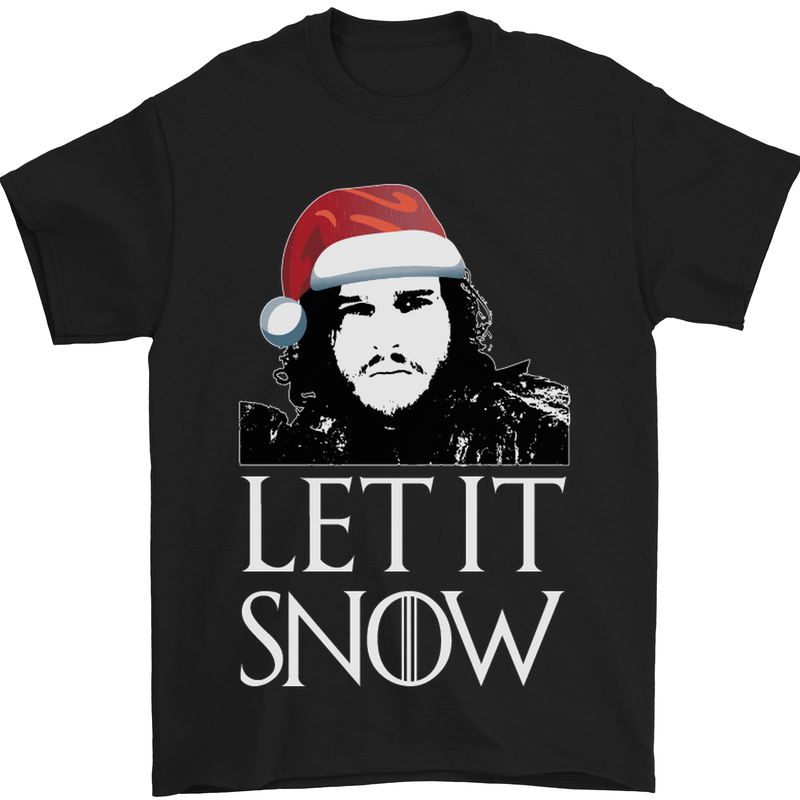 Xmas Let it Snow Funny Christmas Mens T-Shirt Cotton Gildan Black