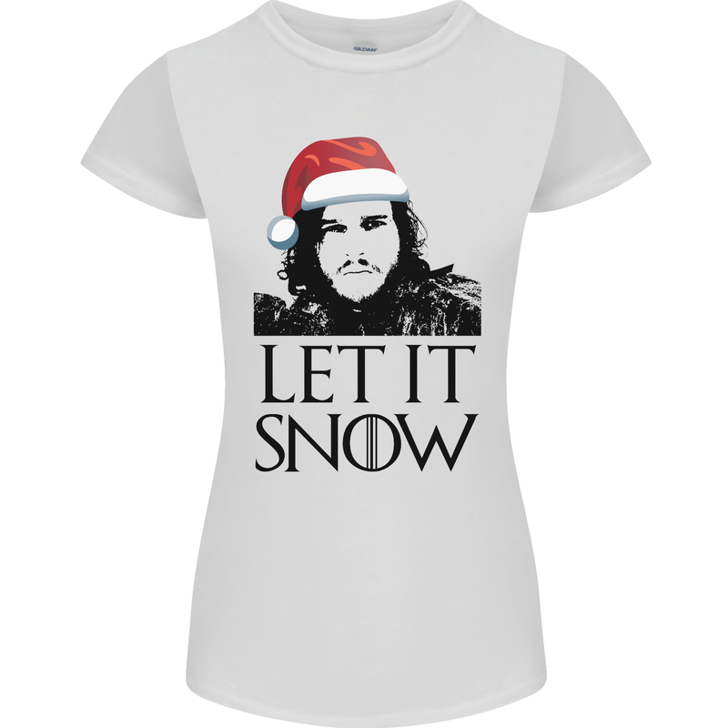 Xmas Let it Snow Funny Christmas Womens Petite Cut T-Shirt White