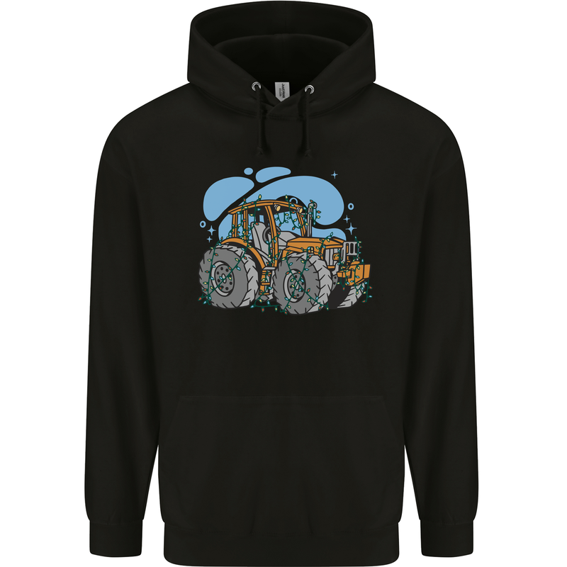 Xmas Tractor Farming Farmer Christmas Childrens Kids Hoodie Black