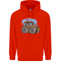 Xmas Tractor Farming Farmer Christmas Childrens Kids Hoodie Bright Red