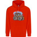 Xmas Tractor Farming Farmer Christmas Childrens Kids Hoodie Bright Red