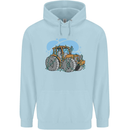 Xmas Tractor Farming Farmer Christmas Childrens Kids Hoodie Light Blue
