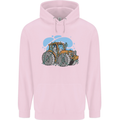Xmas Tractor Farming Farmer Christmas Childrens Kids Hoodie Light Pink