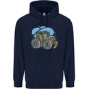 Xmas Tractor Farming Farmer Christmas Childrens Kids Hoodie Navy Blue