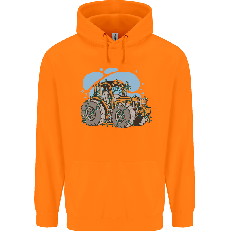 Xmas Tractor Farming Farmer Christmas Childrens Kids Hoodie Orange