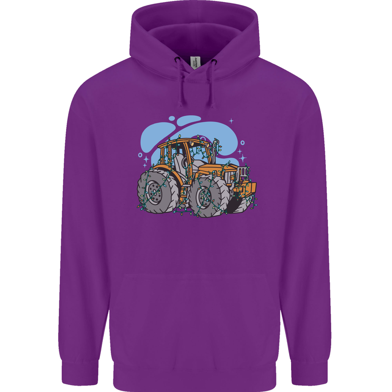 Xmas Tractor Farming Farmer Christmas Childrens Kids Hoodie Purple