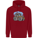 Xmas Tractor Farming Farmer Christmas Childrens Kids Hoodie Red