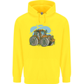 Xmas Tractor Farming Farmer Christmas Childrens Kids Hoodie Yellow