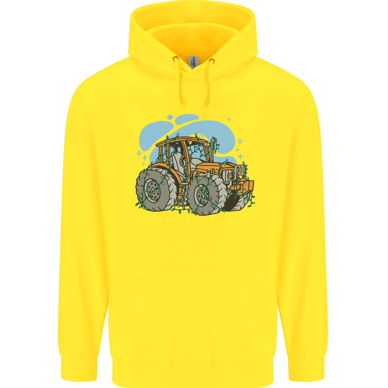 Xmas Tractor Farming Farmer Christmas Childrens Kids Hoodie Yellow