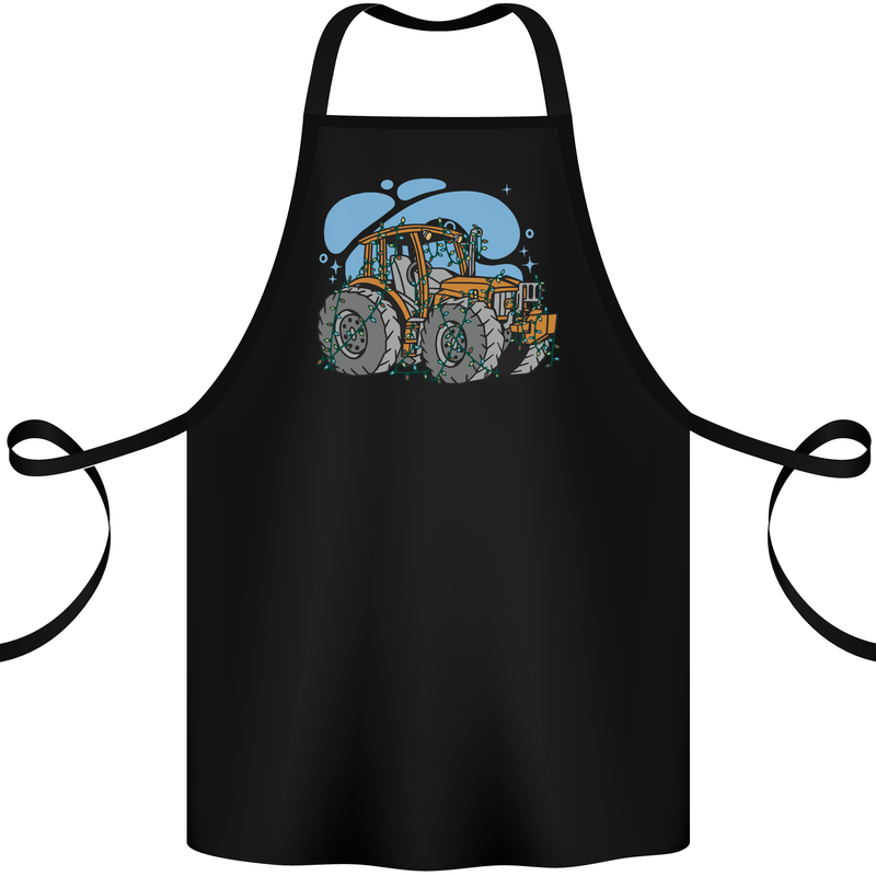 Xmas Tractor Farming Farmer Christmas Cotton Apron 100% Organic Black