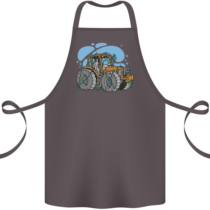 Xmas Tractor Farming Farmer Christmas Cotton Apron 100% Organic Dark Grey