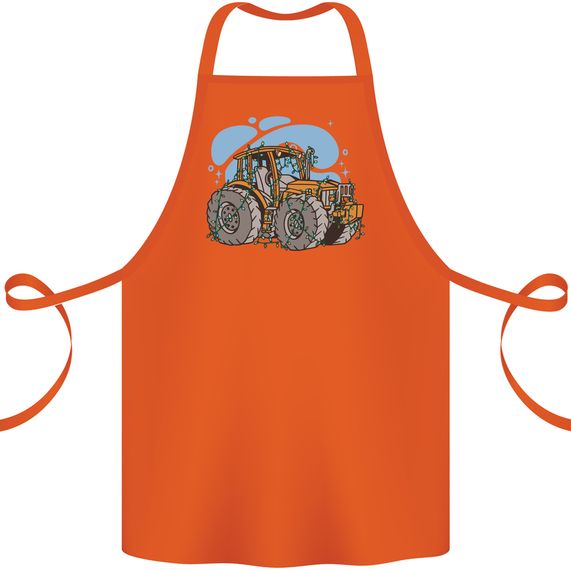 Xmas Tractor Farming Farmer Christmas Cotton Apron 100% Organic Orange
