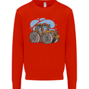 Xmas Tractor Farming Farmer Christmas Kids Sweatshirt Jumper Bright Red