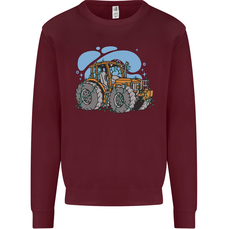 Xmas Tractor Farming Farmer Christmas Kids Sweatshirt Jumper Maroon