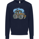Xmas Tractor Farming Farmer Christmas Kids Sweatshirt Jumper Navy Blue