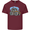 Xmas Tractor Farming Farmer Christmas Mens Cotton T-Shirt Tee Top Maroon