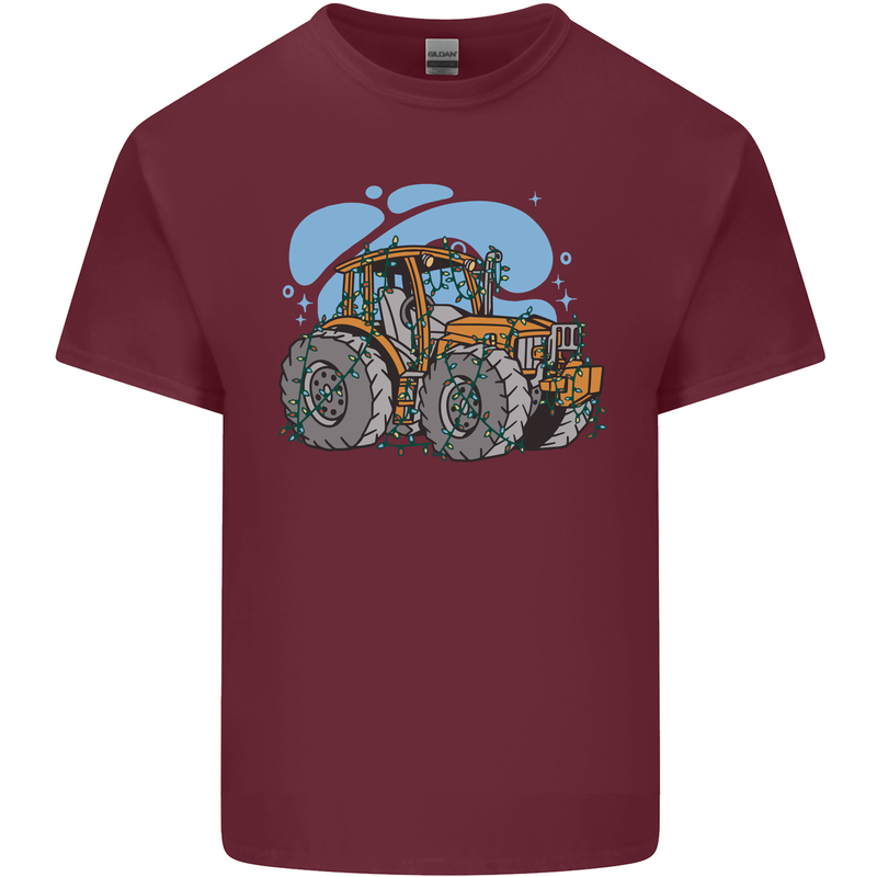 Xmas Tractor Farming Farmer Christmas Mens Cotton T-Shirt Tee Top Maroon