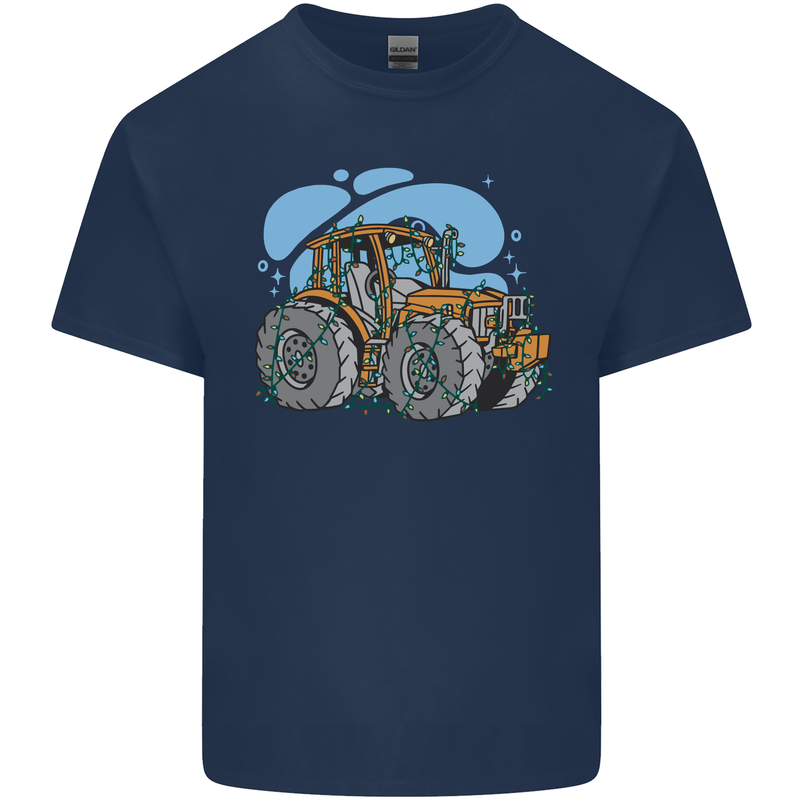Xmas Tractor Farming Farmer Christmas Mens Cotton T-Shirt Tee Top Navy Blue