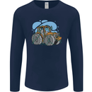 Xmas Tractor Farming Farmer Christmas Mens Long Sleeve T-Shirt Navy Blue