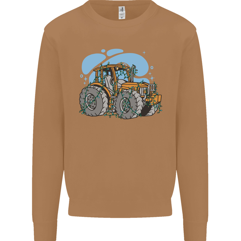 Xmas Tractor Farming Farmer Christmas Mens Sweatshirt Jumper Caramel Latte
