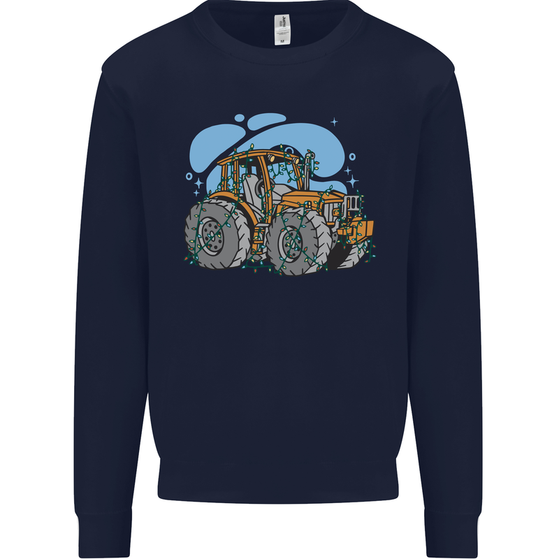 Xmas Tractor Farming Farmer Christmas Mens Sweatshirt Jumper Navy Blue