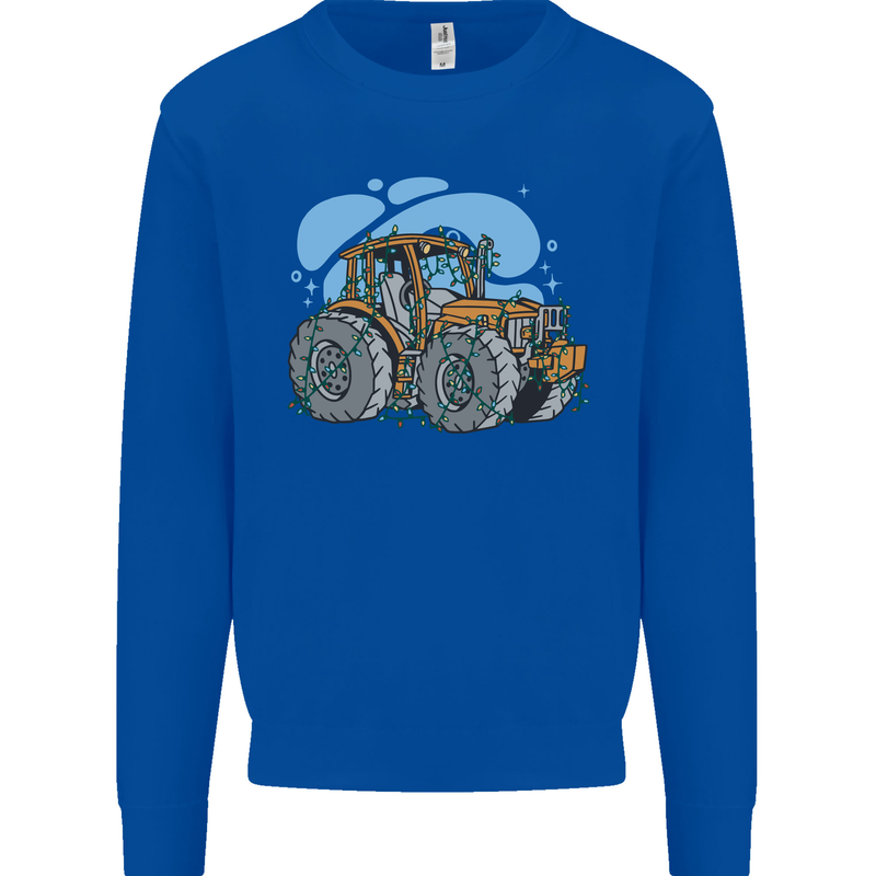 Xmas Tractor Farming Farmer Christmas Mens Sweatshirt Jumper Royal Blue