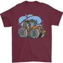 Xmas Tractor Farming Farmer Christmas Mens T-Shirt 100% Cotton Maroon
