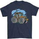 Xmas Tractor Farming Farmer Christmas Mens T-Shirt 100% Cotton Navy Blue