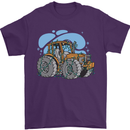 Xmas Tractor Farming Farmer Christmas Mens T-Shirt 100% Cotton Purple