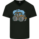 Xmas Tractor Farming Farmer Christmas Mens V-Neck Cotton T-Shirt Black