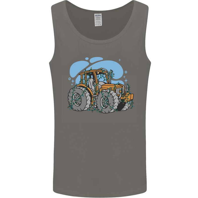 Xmas Tractor Farming Farmer Christmas Mens Vest Tank Top Charcoal