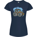 Xmas Tractor Farming Farmer Christmas Womens Petite Cut T-Shirt Navy Blue