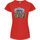 Xmas Tractor Farming Farmer Christmas Womens Petite Cut T-Shirt Red