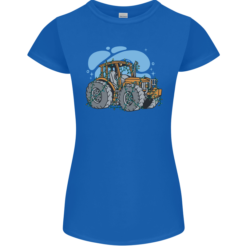Xmas Tractor Farming Farmer Christmas Womens Petite Cut T-Shirt Royal Blue