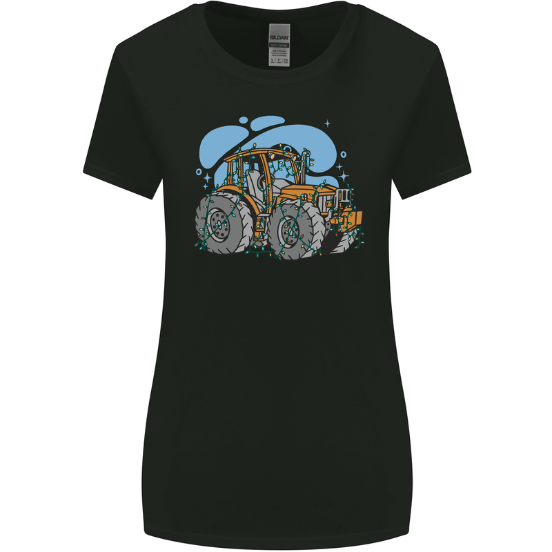 Xmas Tractor Farming Farmer Christmas Womens Wider Cut T-Shirt Black