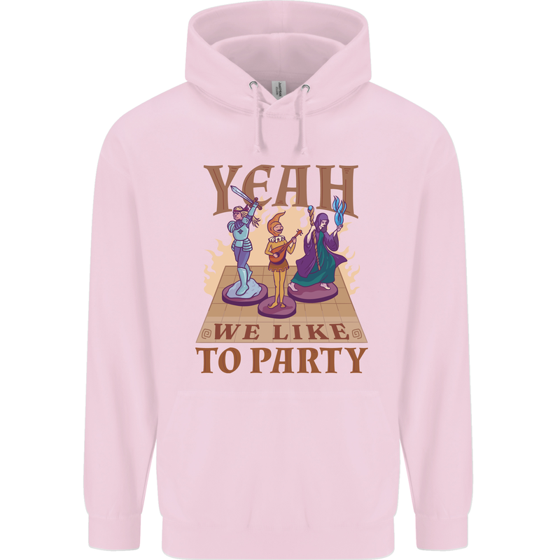 Yeah We Like to Party Role Playing Game RPG Childrens Kids Hoodie Light Pink