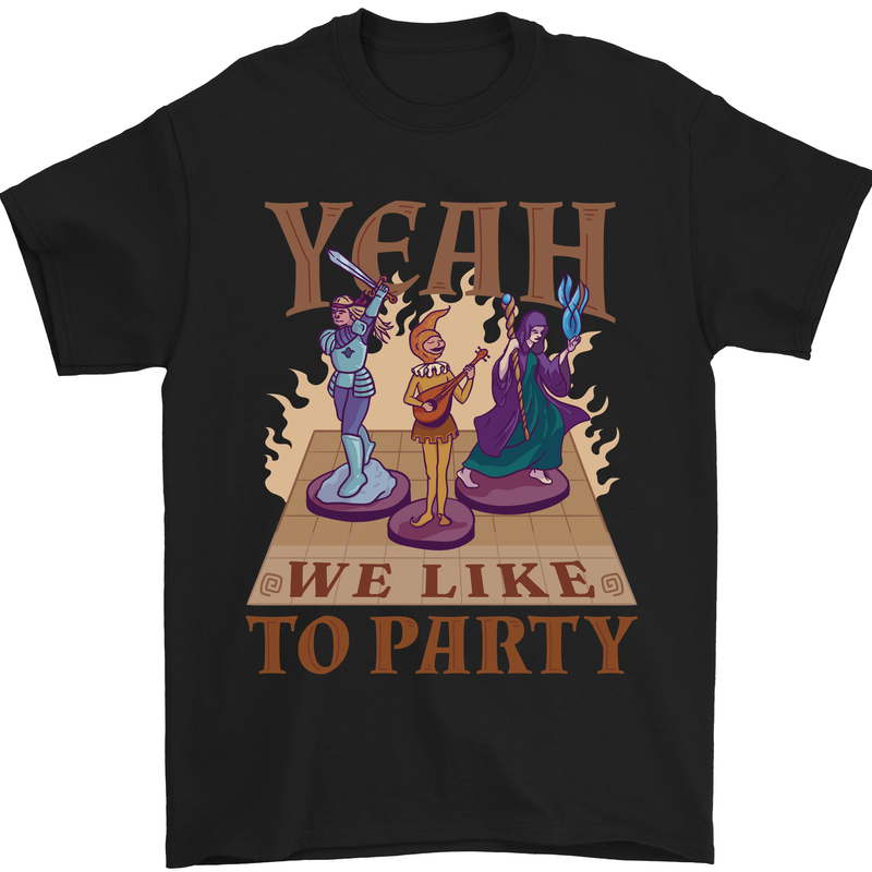 Yeah We Like to Party Role Playing Game RPG Mens T-Shirt Cotton Gildan Black