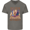 Yeah We Like to Party Role Playing Game RPG Mens V-Neck Cotton T-Shirt Charcoal
