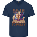 Yeah We Like to Party Role Playing Game RPG Mens V-Neck Cotton T-Shirt Navy Blue
