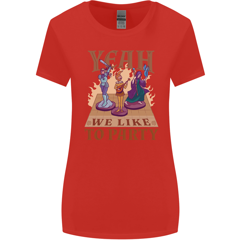 Yeah We Like to Party Role Playing Game RPG Womens Wider Cut T-Shirt Red