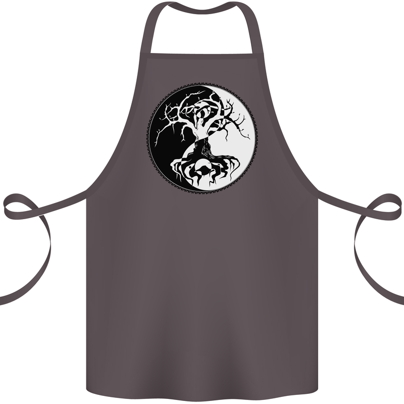 Yggdrasil Tree Cotton Apron 100% Organic Dark Grey