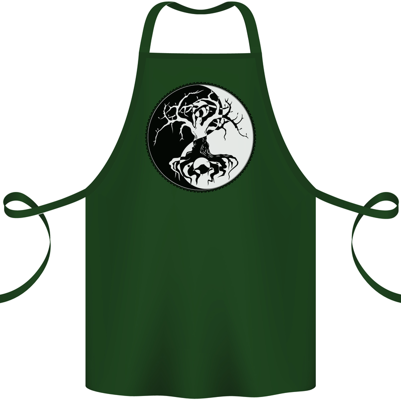 Yggdrasil Tree Cotton Apron 100% Organic Forest Green