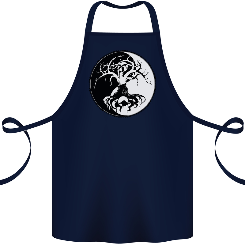 Yggdrasil Tree Cotton Apron 100% Organic Navy Blue
